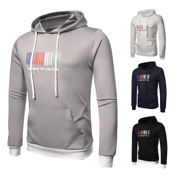 Hanorac pentru bărbați cu aplicație de culoare și inscripție în patru culori