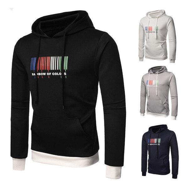 Hanorac pentru bărbați cu aplicație de culoare și inscripție în patru culori