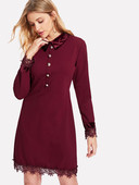 Γυναικείο φόρεμα με μακριά μανίκια και δαντέλα