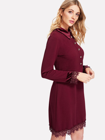 Γυναικείο φόρεμα με μακριά μανίκια και δαντέλα