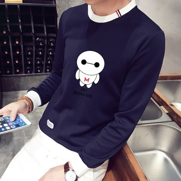 Bluza barbateasca cu maneca lunga cu aplicatie in diferite modele