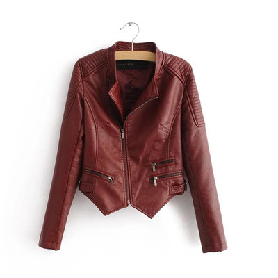 Μοντέρνο γυναικείο δερμάτινο μπουφάν  σε δύο χρώματα