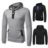 Мъжки суичър с цветни елементи и качулка в сив и черен цвят