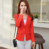 Дамско сако с декоративни джобове в оранжев и черен цвят