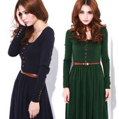 Γυναικείο φόρεμα με μακριά μανίκια σε δύο χρώματα