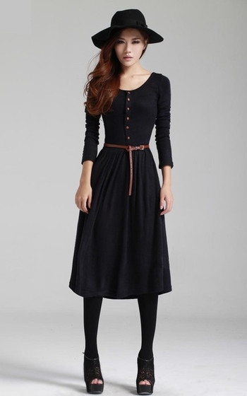 Γυναικείο φόρεμα με μακριά μανίκια σε δύο χρώματα