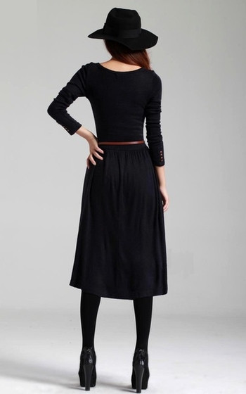 Γυναικείο φόρεμα με μακριά μανίκια σε δύο χρώματα