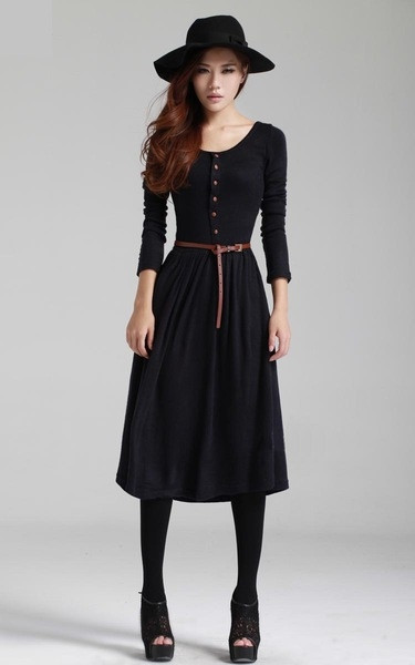 Γυναικείο φόρεμα με μακριά μανίκια σε δύο χρώματα