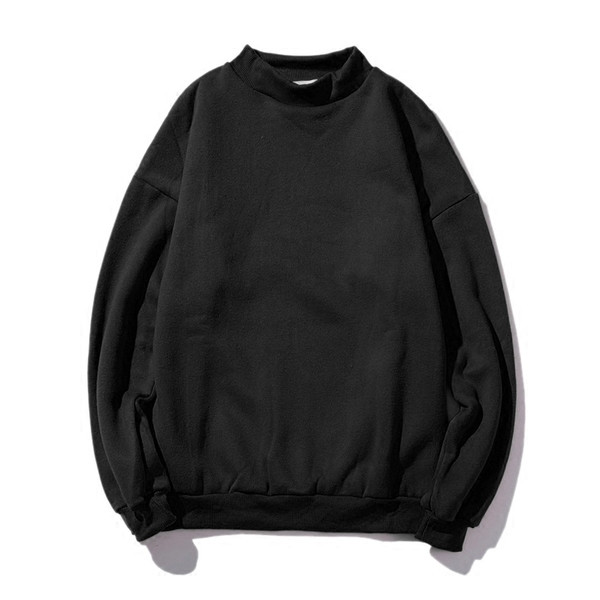 Pulover gros pentru bărbați cu guler înalt în negru și gri