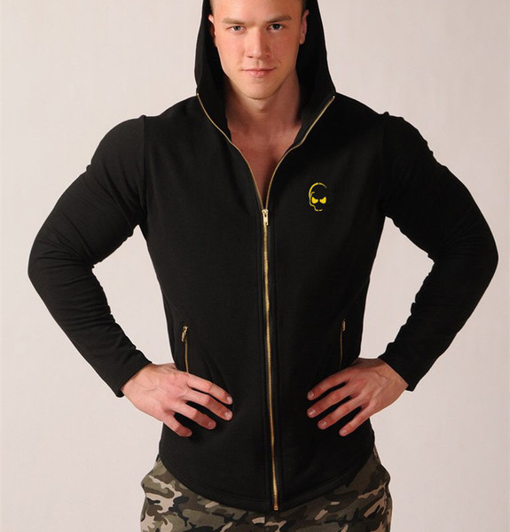 Hanorac sport pentru bărbați cu fermoar și aplicație în negru și roșu