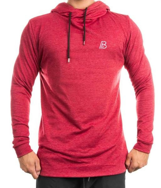 Piros színű férfi pulóver kapucnival - két modell