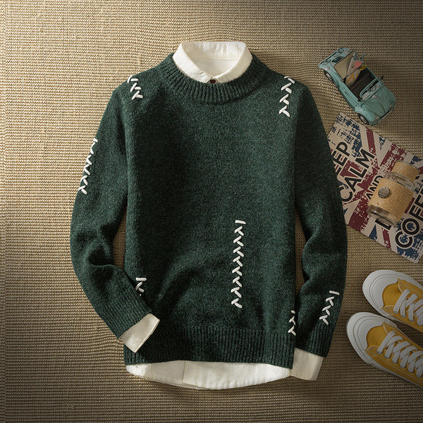 Pulover simplu pentru bărbați cu decolteu în formă de O