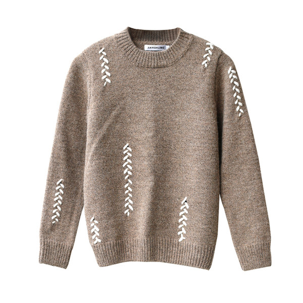 Pulover simplu pentru bărbați cu decolteu în formă de O