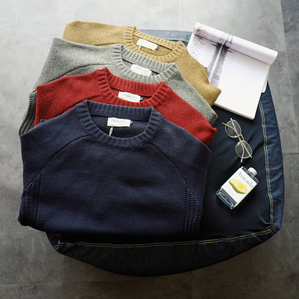 Pulover gros barbatesc cu guler in forma de O in mai multe culori