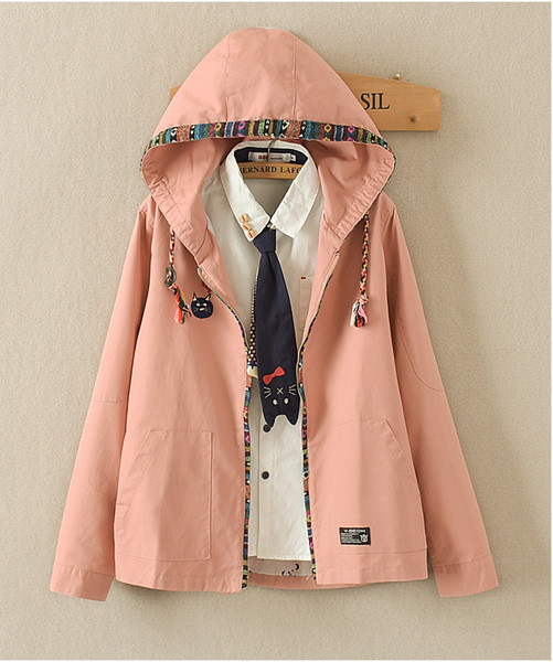 Дълго тънко дамско яке с качулка в два цвята