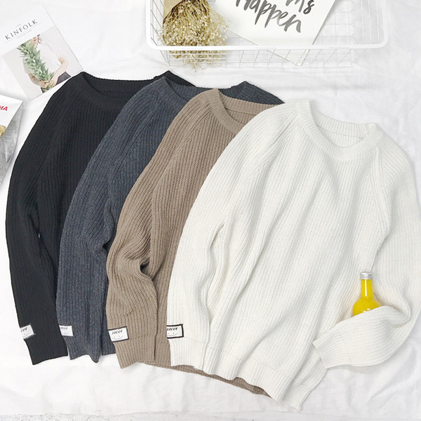 Pulover gros barbatesc cu guler in forma de O in mai multe modele