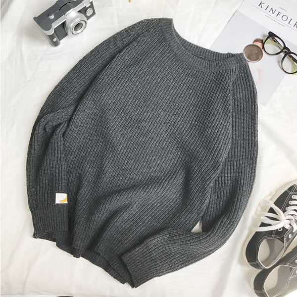 Pulover gros barbatesc cu guler in forma de O in mai multe modele