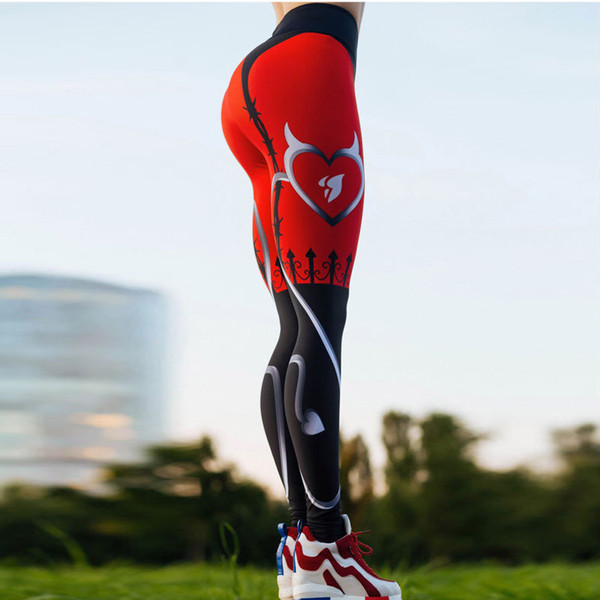 Jambiere sport de damă în roșu cu motive