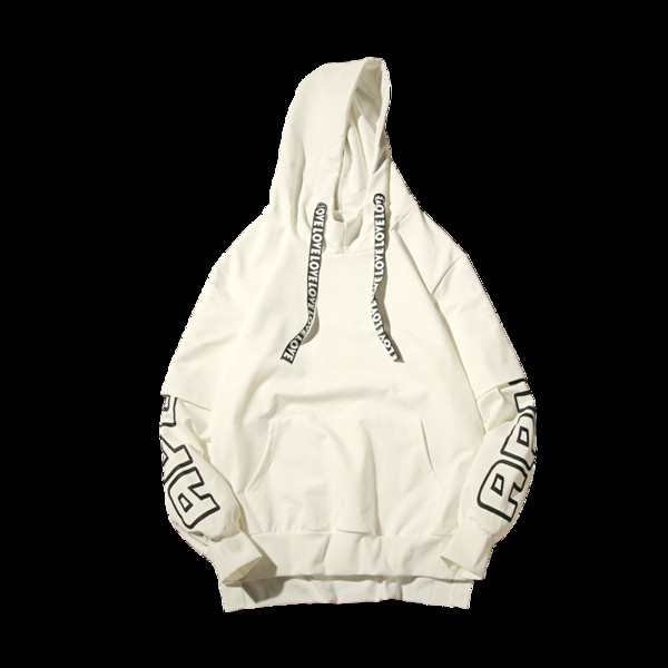 Hanorac de zi cu zi pentru bărbați cu aplicație de culoare și inscripții în alb și negru