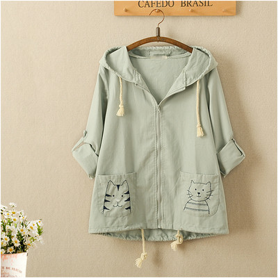 Μοντέρνο γυναικείο μπουφάν με κουκούλα και εφαρμογή τσέπης - δύο χρώματα