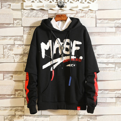 Hanorac pentru bărbați cu inscripții și glugă în trei culori