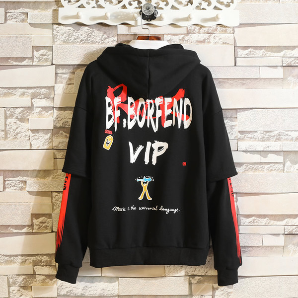 Hanorac pentru bărbați cu inscripții și glugă în trei culori