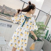 Rochie de dama proaspata cu aplicatie colorata - maneca ananas si lotus