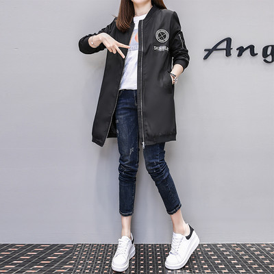 Дълго дамско яке за есента в зелен,бял и черен цвят