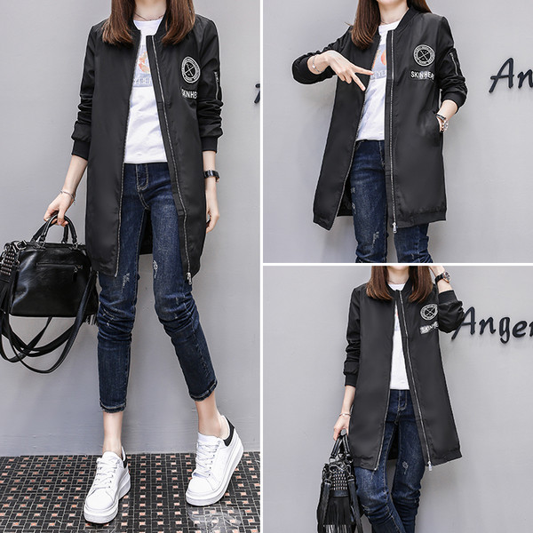 Дълго дамско яке за есента в зелен,бял и черен цвят