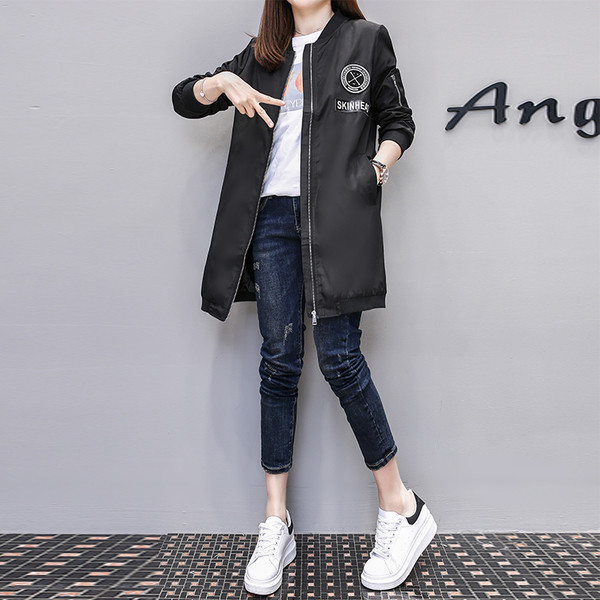 Дълго дамско яке за есента в зелен,бял и черен цвят