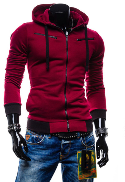 Hanorac barbatesc cu fermoar si gluga in mai multe culori - model Slim