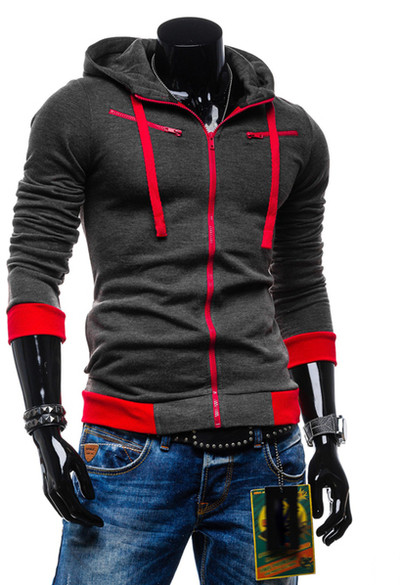Hanorac barbatesc cu fermoar si gluga in mai multe culori - model Slim