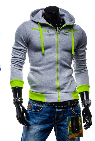 Hanorac barbatesc cu fermoar si gluga in mai multe culori - model Slim