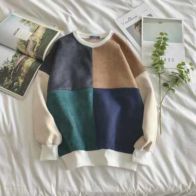 Pulover pentru bărbați cu catifea și guler în formă de O