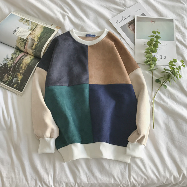 Pulover pentru bărbați cu catifea și guler în formă de O