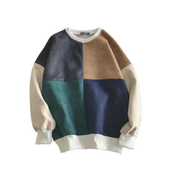 Pulover pentru bărbați cu catifea și guler în formă de O