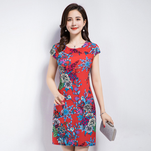 Rochie de dama eleganta model scurta cu motive colorate in mai multe culori