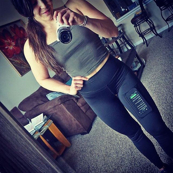 Jambiere sport de damă în două culori cu buzunar pentru telefon