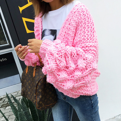 Vestă modernă de damă cu mâneci largi de culoare roz