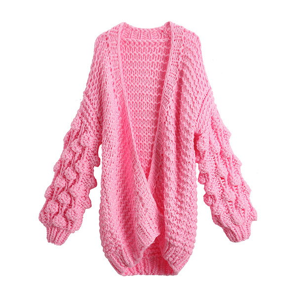 Vestă modernă de damă cu mâneci largi de culoare roz