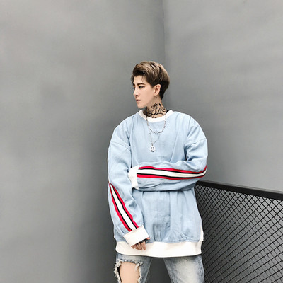 Hanorac barbatesc cu margine in culoare deschisa - model larg