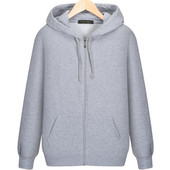 Hanorac simplu pentru bărbați, cu fermoar și glugă