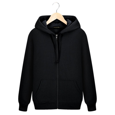 Hanorac simplu pentru bărbați, cu fermoar și glugă