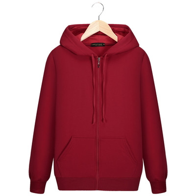 Hanorac simplu pentru bărbați, cu fermoar și glugă