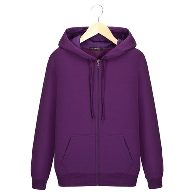 Hanorac simplu pentru bărbați, cu fermoar și glugă