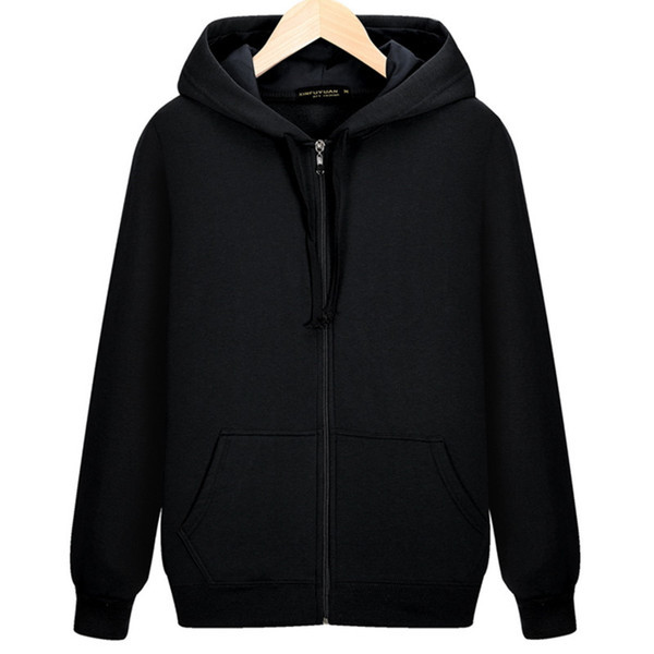 Hanorac simplu pentru bărbați, cu fermoar și glugă