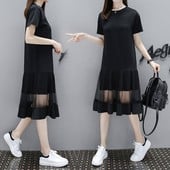 Rochie de dama din bumbac cu maneci scurte si dantela in partea de jos