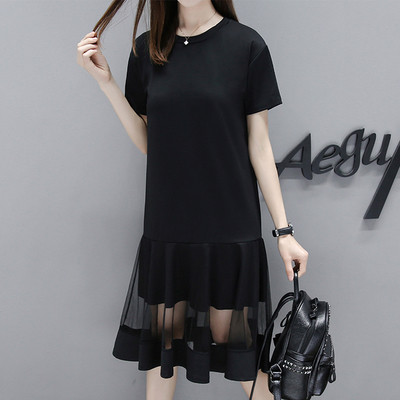 Rochie de dama din bumbac cu maneci scurte si dantela in partea de jos