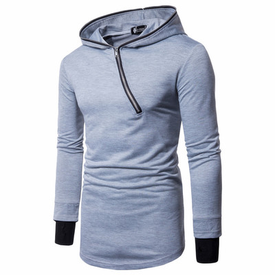 Hanorac pentru bărbați cu fermoar lateral și glugă în mai multe culori