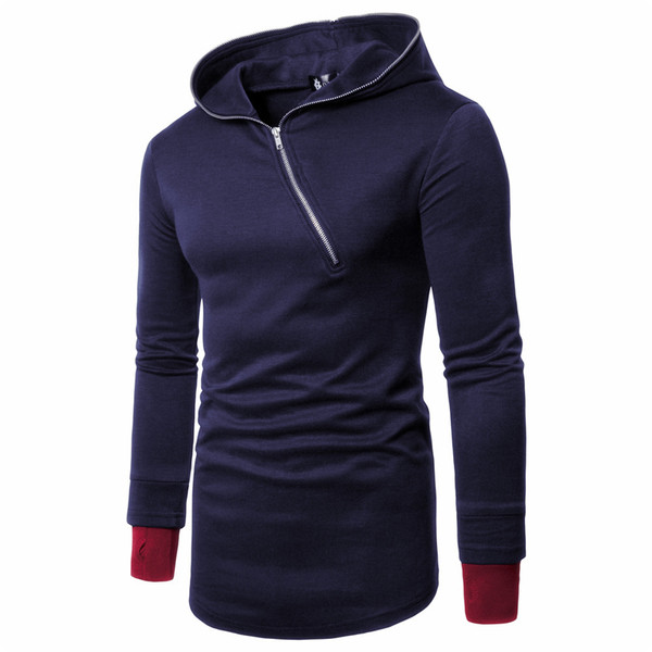 Hanorac pentru bărbați cu fermoar lateral și glugă în mai multe culori